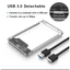 HDD Box Trong Suốt 2.5" USB 3.0 – Gắn Được Ổ 2TB, Cổng SATA III, Vỏ Cứng Nắp Trượt, Dễ Dàng Lắp Ráp