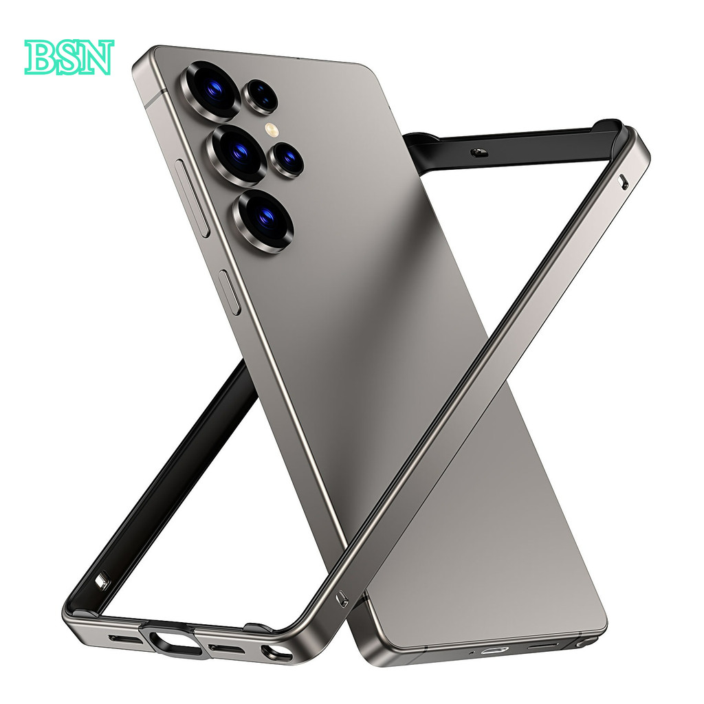 Sang Trọng Ánh Sáng Nhôm Khung Kim Loại Cho Samsung Galaxy S26 S25 Ultra S24 Plus Lai Silicon Ốp Lưng Hợp Kim Bảo Vệ Phụ Kiện