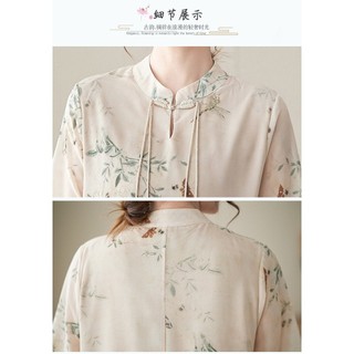Đầm nữ sườn xám retro phong cách Trung Hoa, tay ngắn, phù hợp nhiều kích cỡ