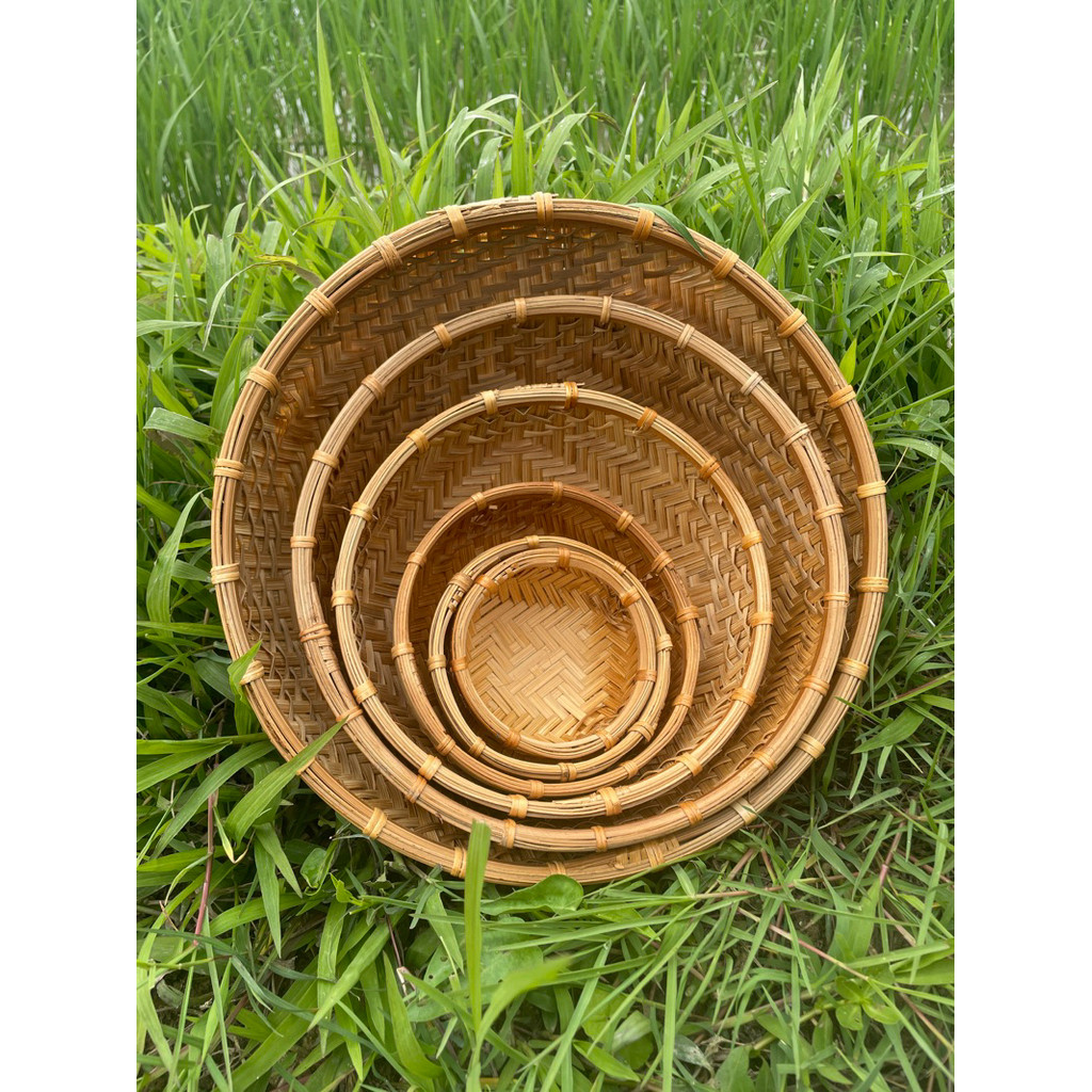 Quang Gánh Tre, thúng tre decor làm tiểu cảnh Tết, Trung thu gồm size 12/15/20/25/30 cm