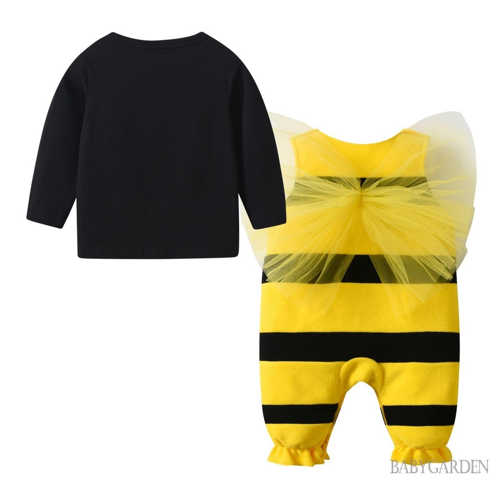 Trang phục hóa trang động vật Hallowee cho bé trai và bé gái Bee / Ladybug Áo dài tay + Quần yếm in hình + Trang phục mũ 3 chiếc
