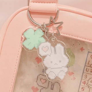 Móc khóa Anime HEARTHLY, Túi chống thất lạc Bunny Trang trí mặt dây chuyền, Phụ kiện túi thẩm mỹ Pixel thời trang Bông tai Kẹp cho bé gái
