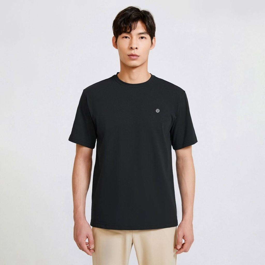 Lulululem Phong Cách Mới Nam Cotton Nguyên Chất Thoải Mái Thoáng Khí Phù Hợp Với Cổ Tròn Ngắn Tay Áo Thun