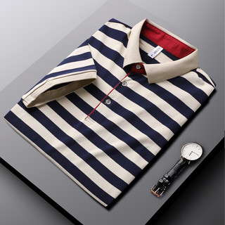 Áo Polo Dichuangzhe Nam Sọc Gấp Cổ Cotton Sọc Áo Thường Ngày