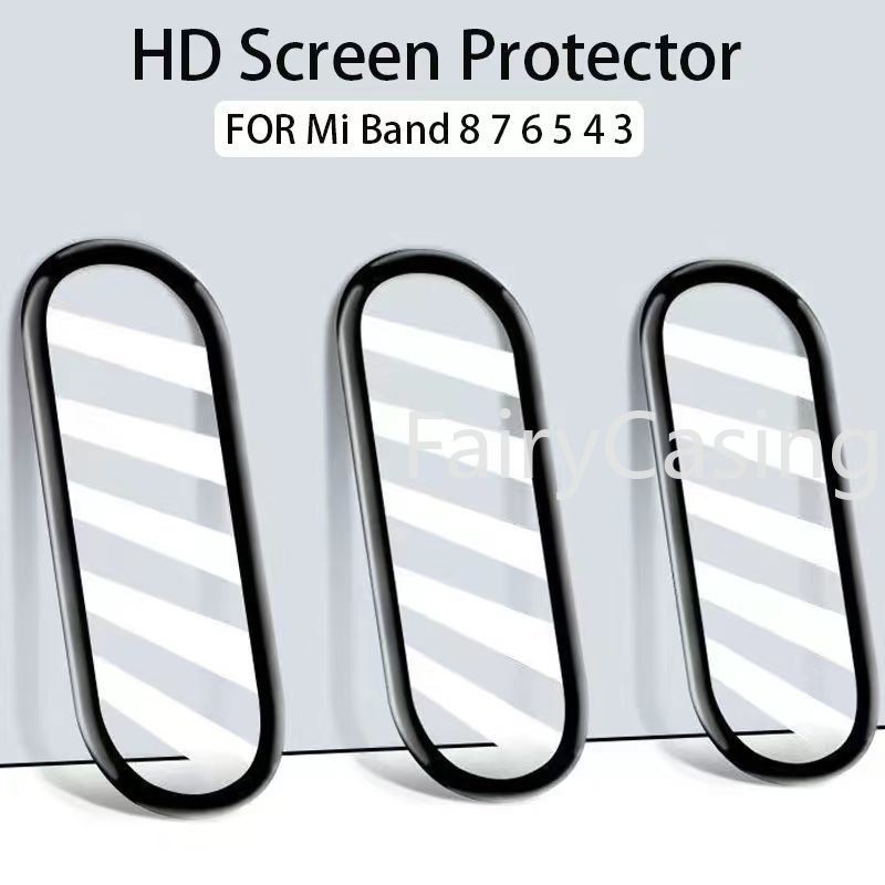 Kính bảo vệ mềm 9D cong cho Xiaomi Mi Band 10/9/8/7/6/4/5, kính cường lực cho đồng hồ thông minh