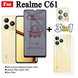 Kính cường lực 3 TRONG 1 Realme C61 Realme C63 C53 Note 50 Phim gốm chống gián điệp bảo mật Realme C55 C65 Ống kính máy ảnh Kính bảo vệ màn hình và phim mặt sau