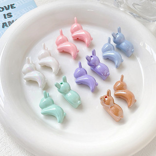 Kem Jelly Đậu Thỏ Dễ Thương Lỗ Thẳng Hạt diy Handmade Rời Hạt Vòng Tay Vòng Cổ Đính Hạt Điện Thoại Di Động Dây Xích Phụ Kiện