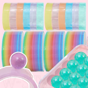 6 cuộn 1,2 / 3,6cm Băng lăn bóng dính - Đồ chơi giải nén dành cho người lớn dành cho trẻ em - Bóng dính DIY - Độ đàn hồi cao, đầy màu sắc, vui nhộn - Băng ngọc trai màu cầu vồng