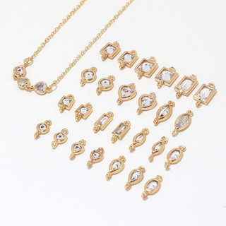 Mặt dây chuyền đôi hình giọt nước bằng đồng mạ vàng zircon ngọt ngào, trang sức handmade DIY, phụ kiện vòng tay, dây chuyền, bông tai