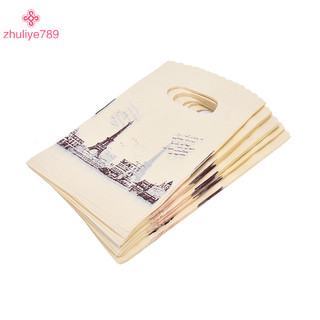 < zhuliye789 > 100 cái / lốc Túi đóng gói tháp Eiffel màu hồng Túi mua sắm bằng nhựa có tay cầm,