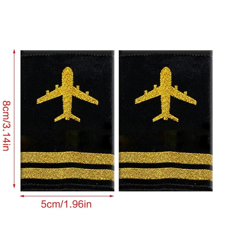 Dasbsug Phi công Epaulets Phi công chuyên nghiệp Phi công Epaulet Biểu diễn sân khấu Đạo cụ Epaulet Đồng phục Phụ kiện 2 chiếc