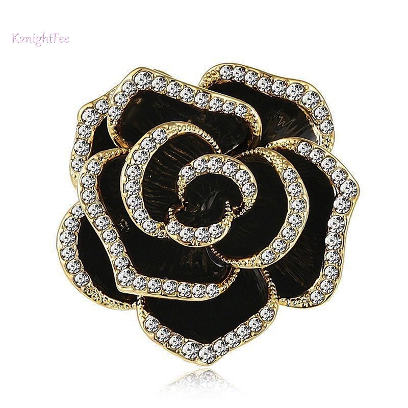 K2nightfee 1 Kim Cương Giả Hoa Camellia Trâm Cài Cho Nữ Men Pin Trang Sức Thời Trang VN
