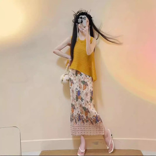 Miyake In Xếp Ly Váy Sang Trọng Thời Trang In Váy Nữ Mùa Hè Mỏng Hơn Nhìn Váy Nữ