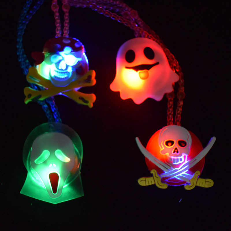 Halloween Kid Cosplay Trang Trí Hoạt Hình LED Terro Bí Ngô Phát Sáng Vòng Cổ Đồ Dùng Dự Tiệc