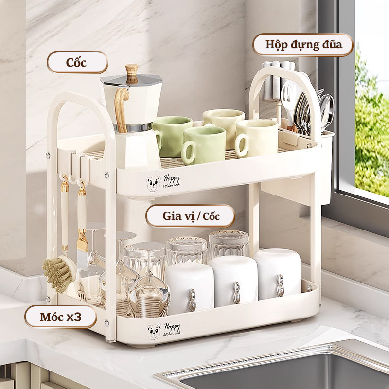Cambond Khay úp ly, kệ úp cốc 1/2 Tầng đa năng Món Ăn Giá Phơi Cốc Có Giá Để Đồ Nhà Bếp Có Giá Để Đồ Có Thể Tháo Rời Cốc