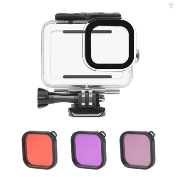 Camera hành động Vỏ chống nước + Bộ lọc màu tím hồng đỏ thay thế cho Hero 9 Hero 10 Lặn lướt sóng