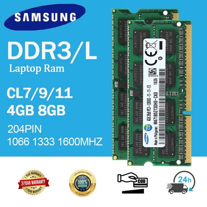 Samsung 4GB 8GB DDR3 RAM DDR3L 1066Mhz 1333Mhz 1600Mhz PC3L 8500S 10600S 12800S laptop RAM máy tính xách tay Bộ nhớ máy tính xách tay