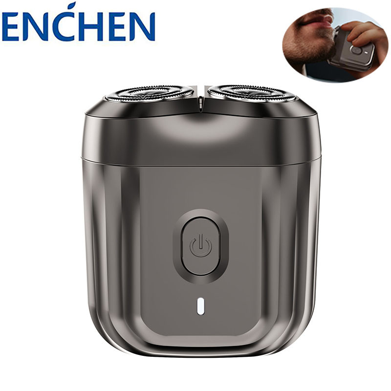 Enchen Bỏ Túi Máy Cạo Râu Điện Mini 6 Có Thể Giặt Xoay Đôi Lưỡi Dao Cạo Di Động USB Sạc Cạo Râu Cắt Tóc Tông Đơ Nam
