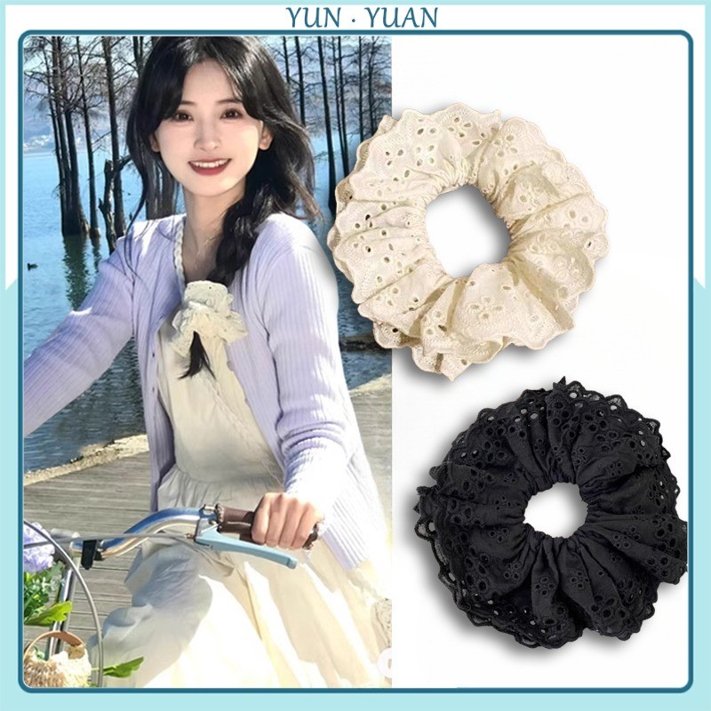 [Yunyuan] Dây buộc tóc hai lớp ren rỗng Phụ kiện tóc phong cách Hàn Quốc Dây buộc tóc siêu cổ tích cho bé gái