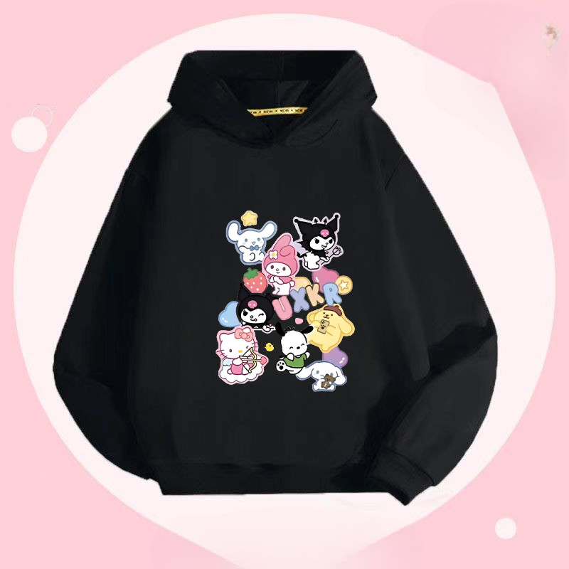 Kuromi Cinnamoroll Áo có mũ trùm đầu thanh niên với nhân vật hoạt hình Anime đáng yêu và lớp lót lông cừu ấm cúng
