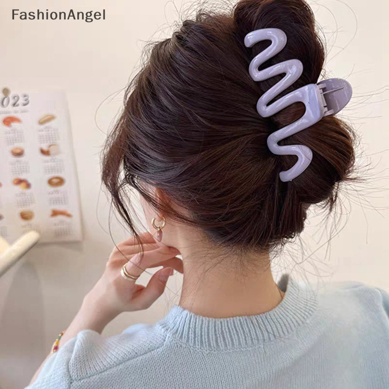 FashionAngel Dopamine Màu Kem Hình Học Sóng Đường Lưng Móng Vuốt Tóc Kẹp Tóc Nữ Cô Gái Kẹp Tóc Đuôi Ngựa Phụ Kiện Tóc Trang Trí TH