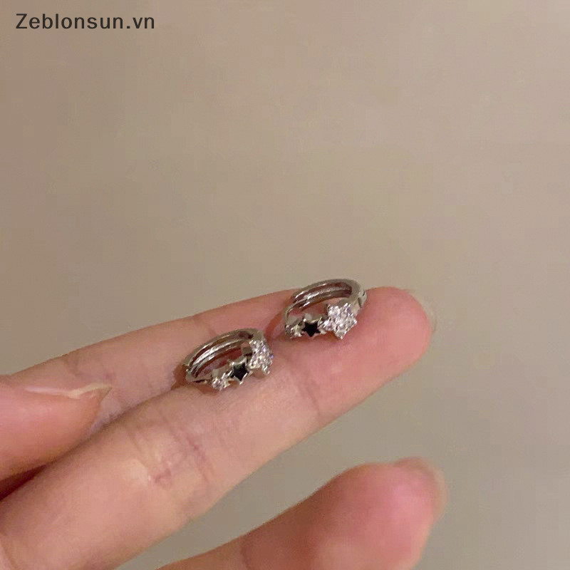 # Hb # Thời trang Retro Zircon Pha lê Pentagram Khóa tai Xu hướng Bông tai hình ngôi sao đơn giản dành cho nữ Quà tặng trang sức thẩm mỹ.
