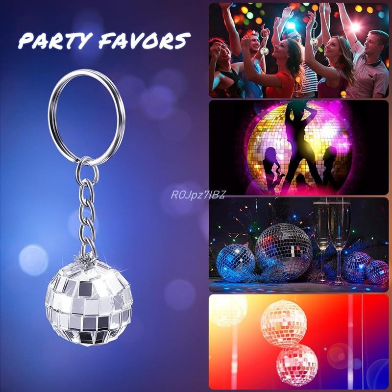 24 Gói Mini Gương Disco Bóng Móc Khóa Cuối Cùng Disco Bachelorette Retro 60s 70 Disco Móc Khóa Cho Đảng Ủng Hộ Bộ