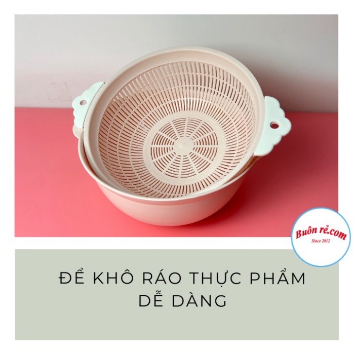 Rổ tai 2 lớp Việt Nhật (3391), rổ kèm chậu rửa rau củ, hoa quả đa năng -Buôn rẻ 01647 Babee