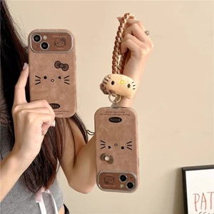 Ốp Lưng Iphone Da Chống Thấm Nước Iphone 11 Hàn Quốc Retro 3D Hello Kitty Dây Đeo Tay Vòng Tay Vỏ Bảo Vệ Camera Chống Sốc Toàn Thân Cho IPhone 17 15 14 13 12 11 Pro Max