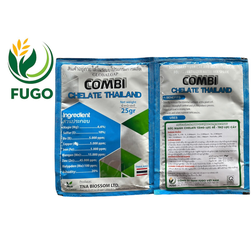 COMBI CHELATE THÁI LAN [FUGO] dạng bột sủi tan nhanh cung cấp đầy đủ nguyên tố trung vi lượng cho cây