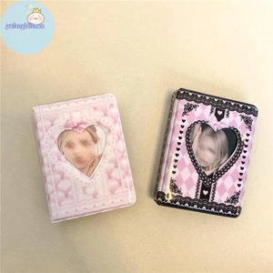 Pufangbliss INS Hồng Đen Ren Kẻ Sọc Album Ảnh Kpop Hàn Quốc Thần Tượng Ngôi Sao Đuổi Theo Chất Kết Dính photocard Giá Đỡ 3 Inch Sưu Tập Sách Album VN