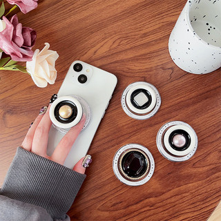 Giá đỡ điện thoại từ tính tròn ngọc trai màu đen cho IPhone 16 15 14 13 12 Pro Max 14 Plus có thể gập lại Pop Ring Grip Giá đỡ bàn co giãn