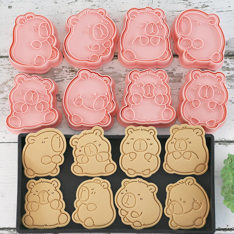Bộ 8 khuôn cắt bánh quy Capabala hoạt hình dễ thương, hình chuột lang Capybara, dùng cho bánh quy, trái cây, bánh mì hấp, fondant