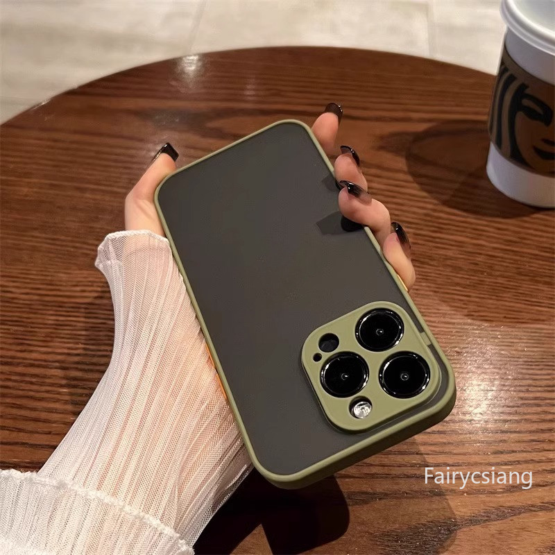 Ốp điện thoại chống sốc mờ sang trọng cho iPhone 16 15 14 13 12 11 Pro X XS Max 7 8 Plus Vỏ giáp mềm trong suốt