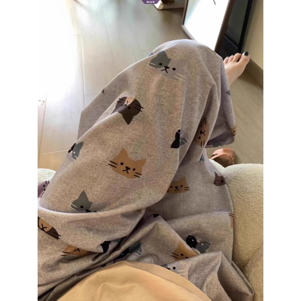 Ins Hoạt Hình Giải Trí Đi Bộ Pyjama Quần Nữ Mùa Hè Mới Dễ Thương Mèo Con Rời Phần Mỏng Quần Nhà [BL]