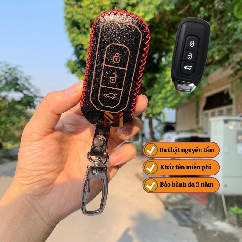 Bao da chìa khóa xe  FORD TERRITORY da thật nhập khẩu, khâu thủ công, sang trọng có khắc tên