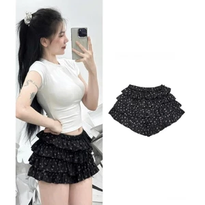 BARE_Quần Váy 4 Tầng Dáng Ngắn Lưng Thun Dễ Thương Họa Tiết Hoa Nhí Nhiều Màu-Q088