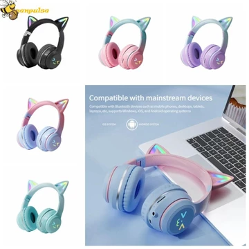 Tai nghe Bluetooth tai mèo ZENPULSE, Tai nghe không dây chuyển màu tai mèo ABS, Tai nghe Bluetooth 5.0 âm nhạc Tai nghe không dây qua tai Tai nghe âm thanh nổi Tai mèo qua tai Đạo cụ tai nghe