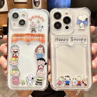 Ốp Lưng Cho Samsung Galaxy A55 5G A54 A53 A35 A34 A52 A15 A14 A23 A24 A04 A04E A05 A05S A33 A51 A71 A50 A50S Vỏ Đựng Thẻ Snoopy Dễ Thương Khe Cắm Túi Bảo Vệ Toàn Diện
