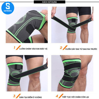 1 Quấn bảo vệ đầu gối SAMIRA đai bó khớp gối co giãn có dây trợ lực xỏ gối chống chấn thương khi tập gym đá bóng SA62