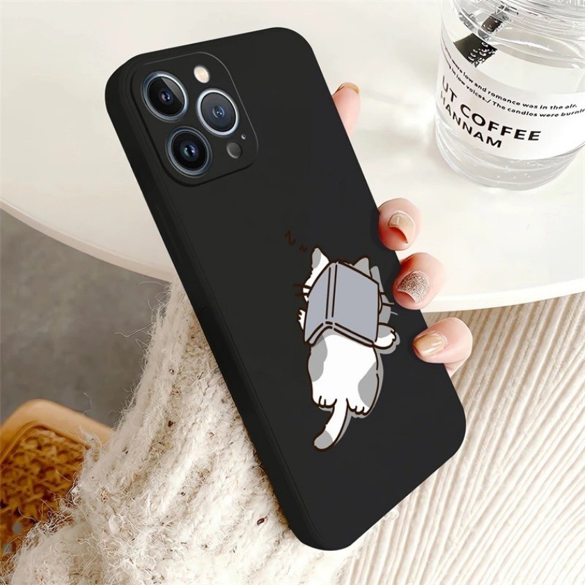 Ốp Điện Thoại Họa Tiết Mèo Ngáy Cho iPhone 15 14 13 Pro Max 15 14 Plus 13 mini Chống Sốc Mềm TPU Điện Thoại Ốp Lưng