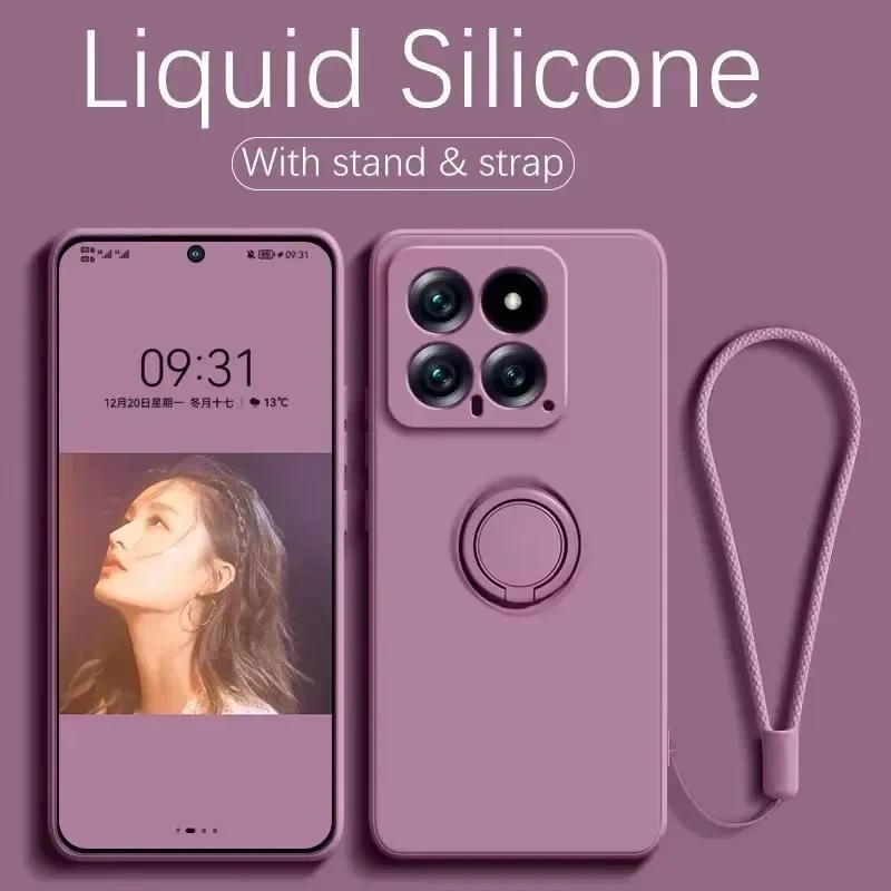 Ốp Điện Thoại Chân Đế Silicon Lỏng Cho XiaoMi Redmi 13C 4G Note 12 13 14 Pro Plus 5G Bìa Mềm