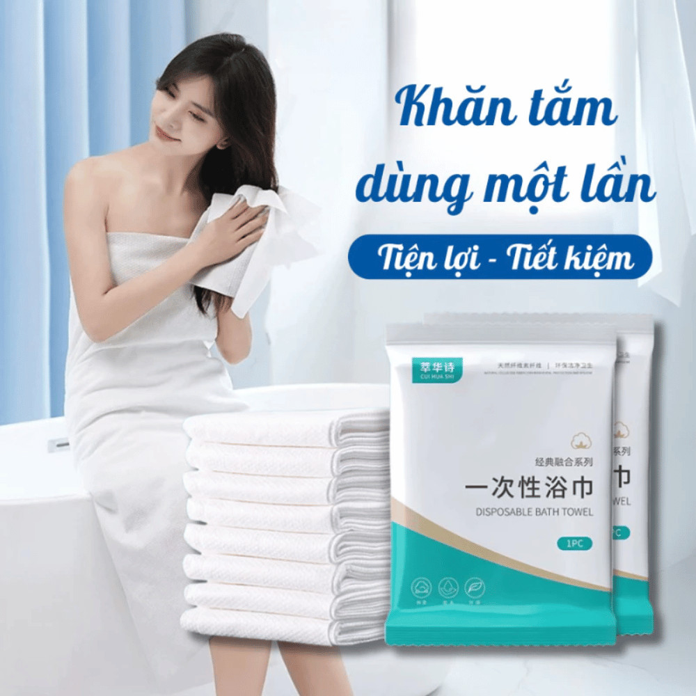 Khăn Tắm Dùng Một Lần Khăn Tắm Du Lịch Tiện Lợi Sợi Vải Cellulose Siêu Thấm Hút Mềm Mịn