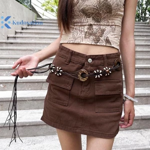 Kudosation Vintage Phong Cách Dân Tộc Dệt Tay Dây Thắt Lưng Nữ Trang Trí Dây Thắt Lưng Đa Năng Bohemian Y2K Thắt Lưng