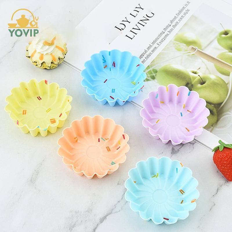 YOVIP 5 Cái / bộ Khuôn Cốc Bánh Silicon 3D Tròn Hình Trái Tim Vuông Bánh Cốc Muffin Cupcake Nhà Bếp Máy Nướng DIY Dụng Cụ Trang Trí Bánh VN