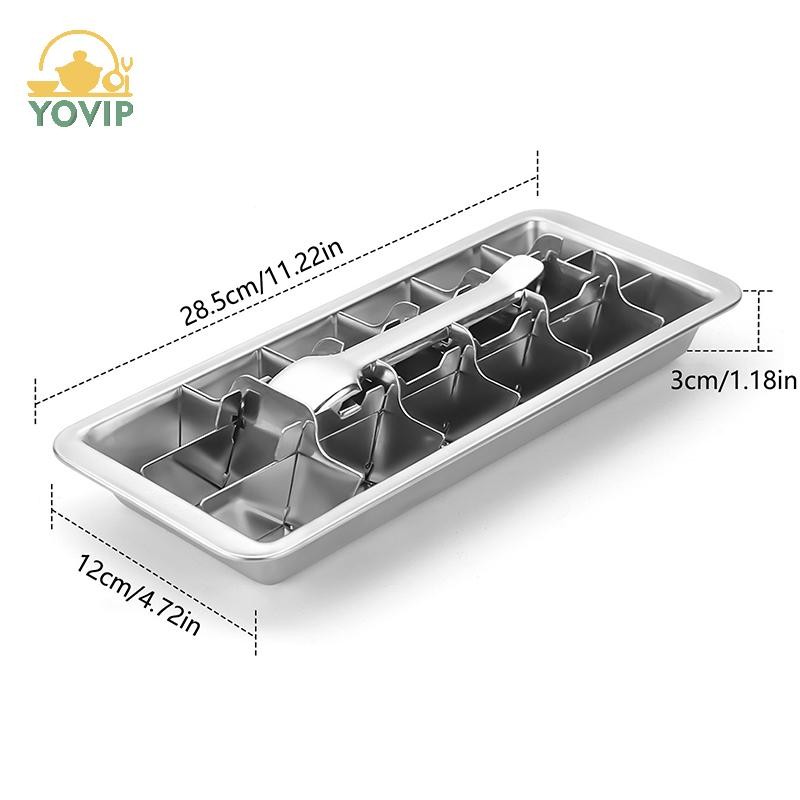 Khay inox YOVIP dùng cho tủ đông, khay đá kim loại có cần gạt, khay đá lấy cảm hứng từ VN cổ điển