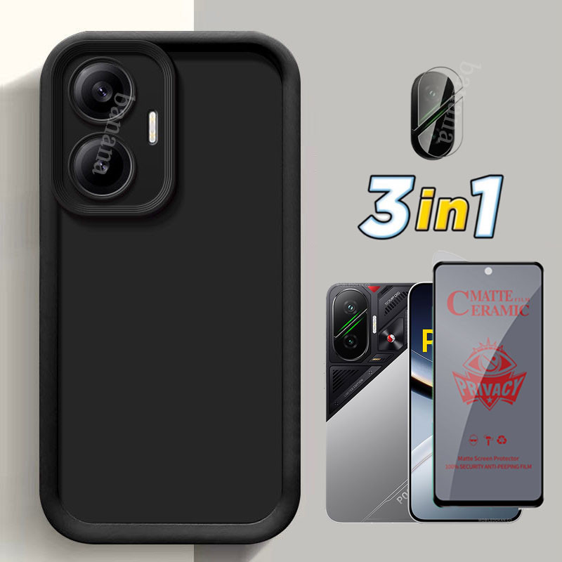 3in1 Poco F7 Trọn Gói Ốp Điện Thoại Chống Sốc Cho Poco X7 Pro M7 Pro Poco C75 C71 Kính Cường Lực Gốm + Phim Ống Kính