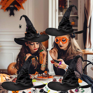 [3-5 Ngày Đến] Mũ Phù Thủy Halloween Với Thiết Kế Nhện Đen, Phụ Kiện Trang Phục Vải Bền Đẹp Cho Người Lớn & Trẻ Em, Cosplay Phù Thủy Dự Tiệc Ma Thuật