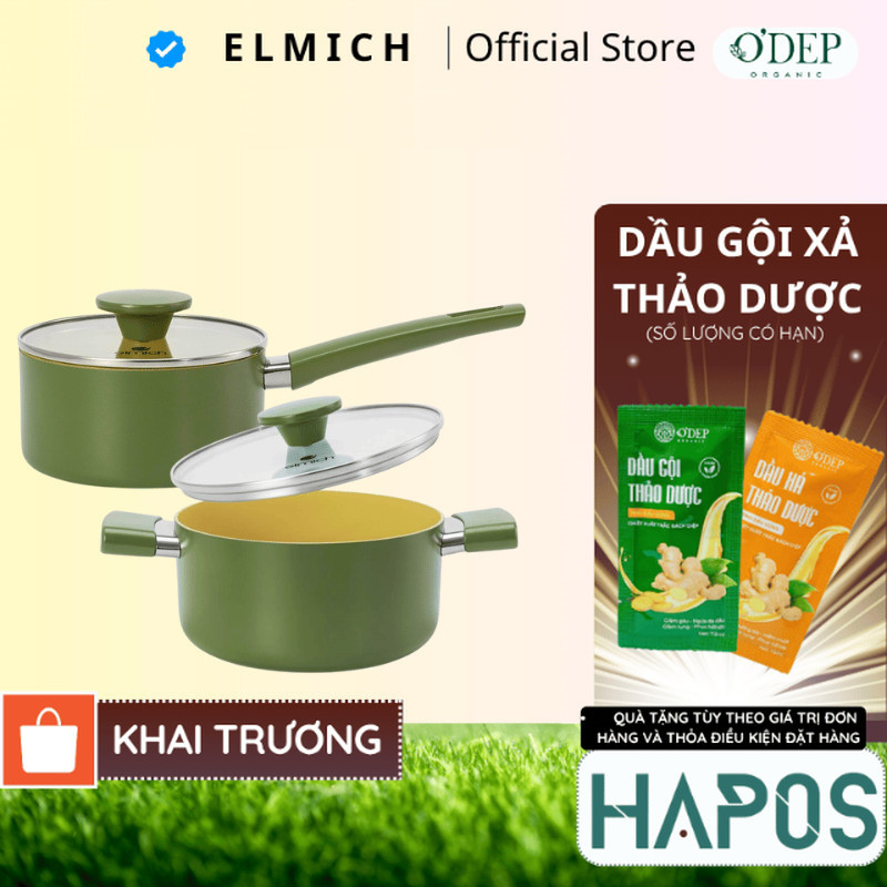 Nồi phủ sứ chống dính Elmich Olive Classic EL-5533OV size 16,18,20cm ...