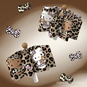 Ô tự động hình da báo Hello Kitty, Vinyl di động gia cố - Phù hợp cho học sinh dùng trong mưa và nắng